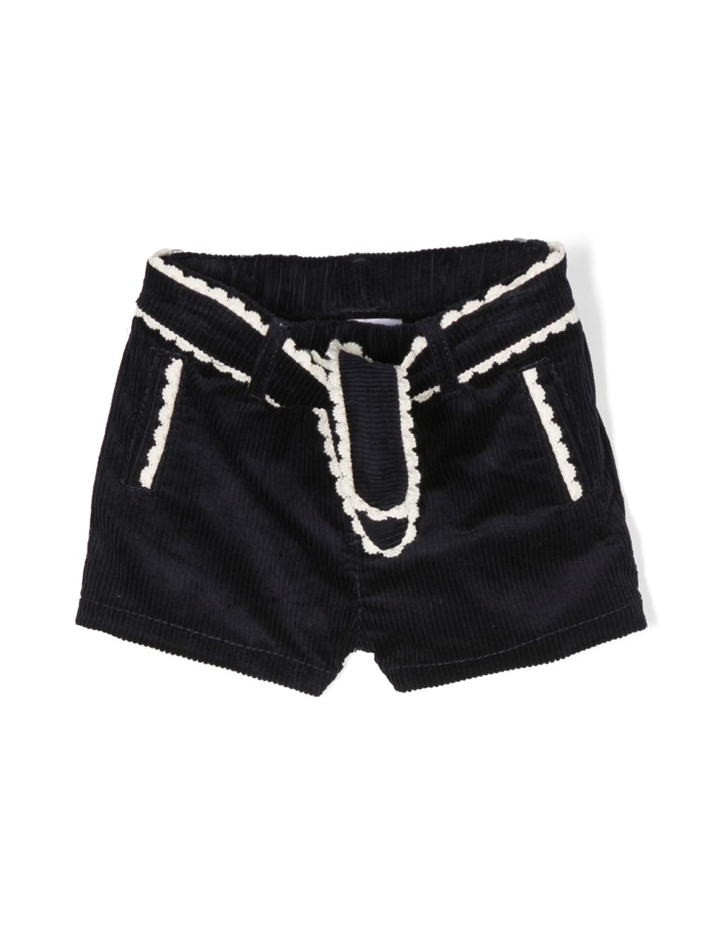 Chloé Kids 扇贝形边灯芯绒短裤 - 蓝色