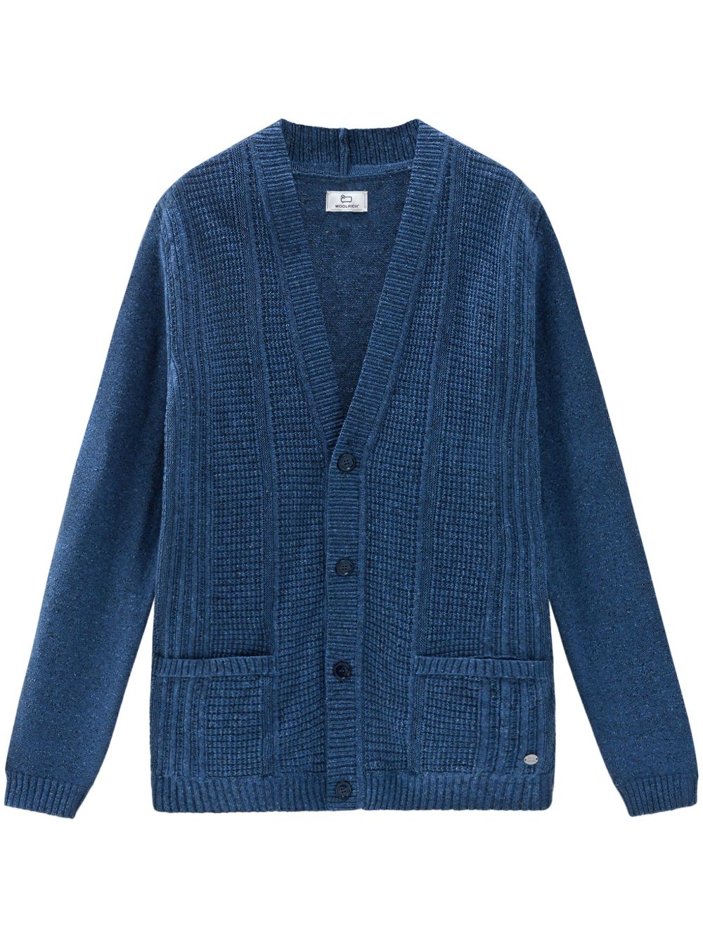 Woolrich V领罗纹针织开衫 - 蓝色