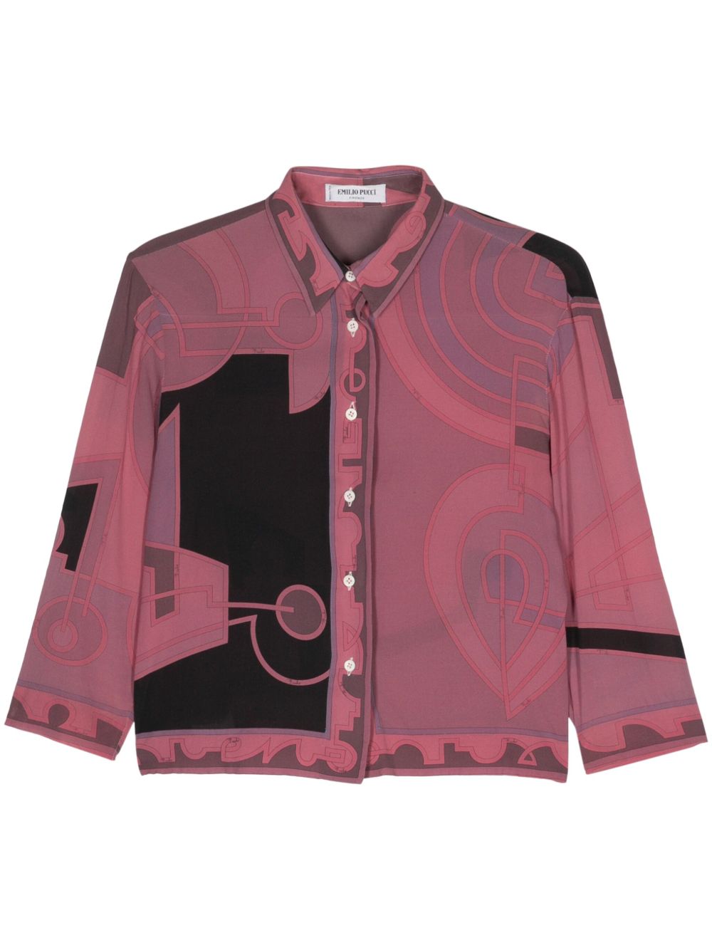 PUCCI Pre-Owned 几何印花真丝衬衫（2000年代典藏款） - 紫色