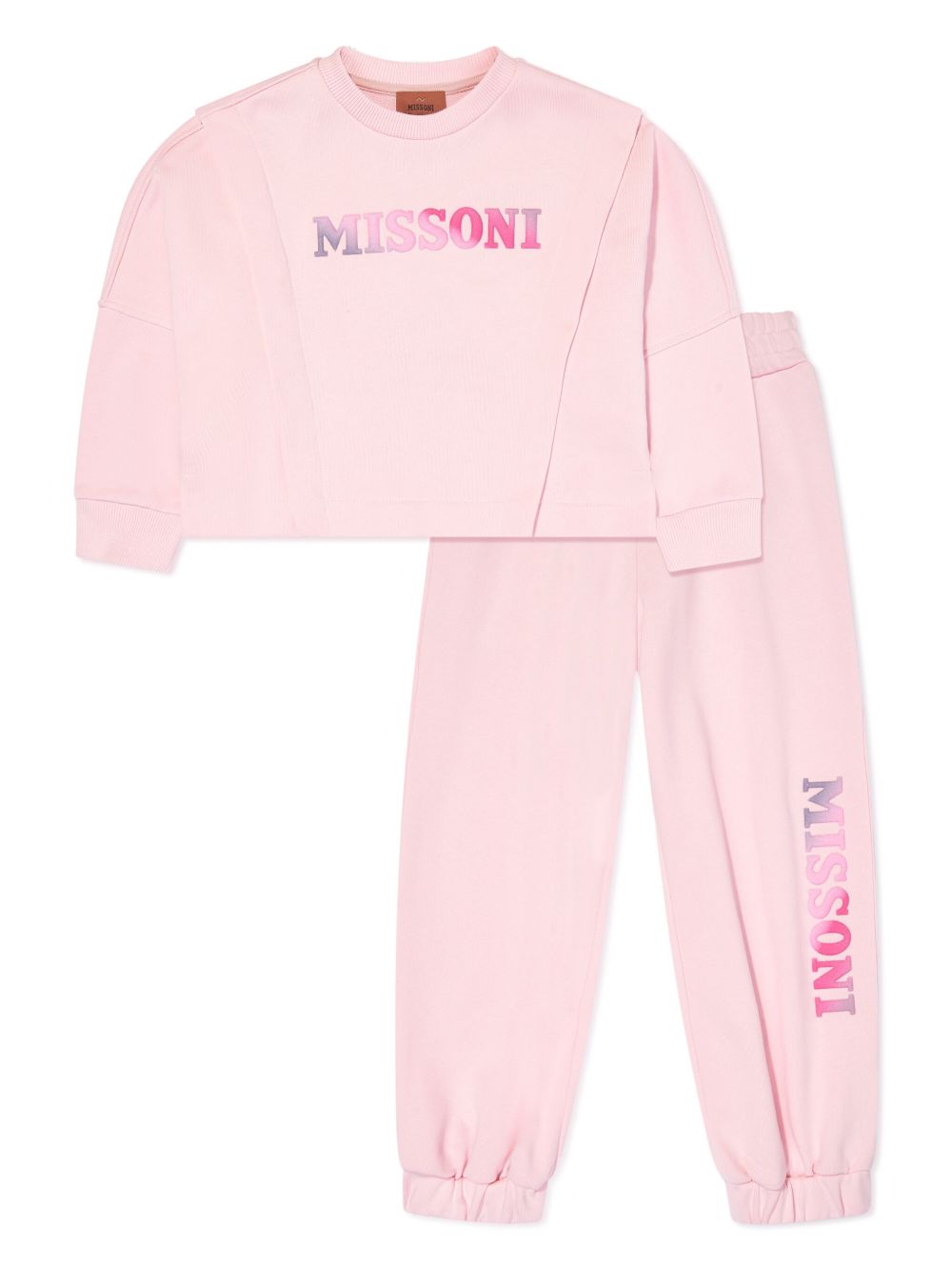 Missoni Kids logo浮雕运动套装 - 粉色