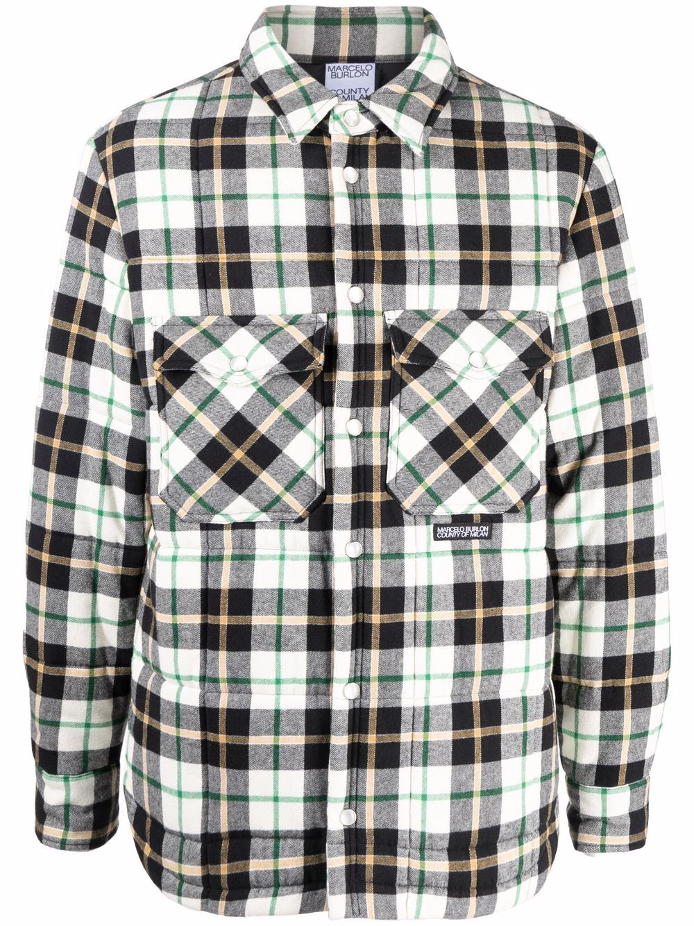 Marcelo Burlon County of Milan 标贴格纹衬衫 - 中性色