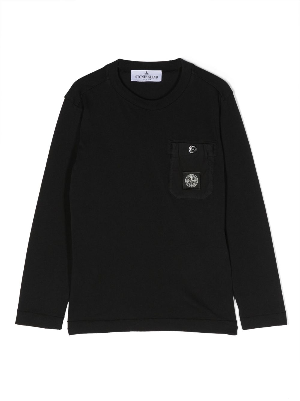 Stone Island Junior 罗盘贴花棉T恤 - 黑色