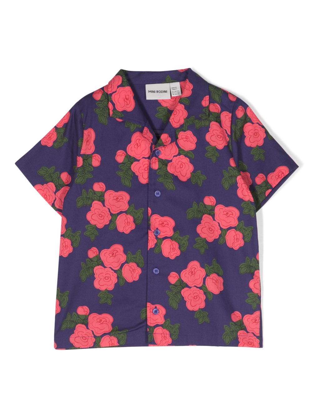 Mini Rodini Roses 棉衬衫 - 蓝色