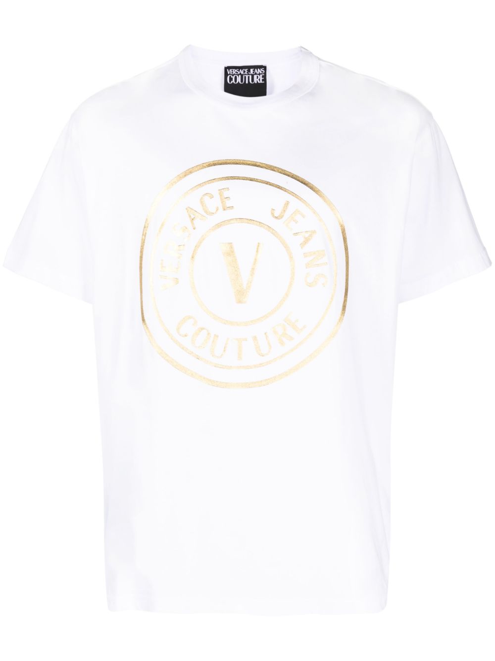 Versace Jeans Couture logo箔纸印花棉T恤 - 白色