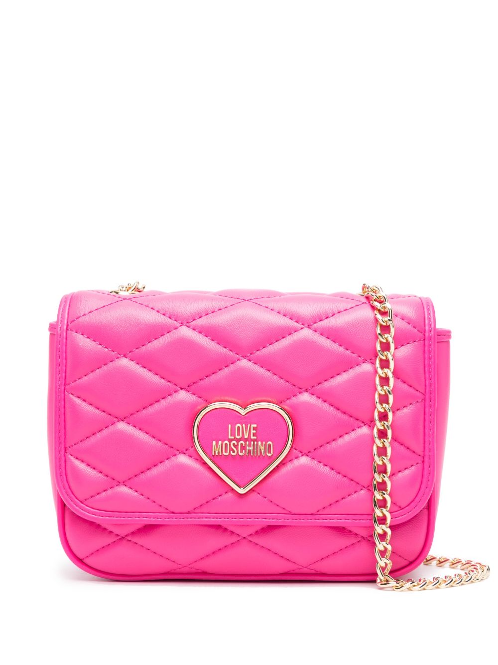 Love Moschino logo标牌绗缝斜挎包 - 粉色