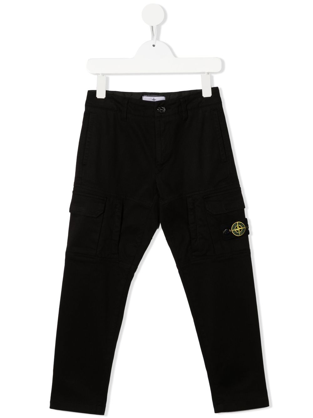 Stone Island Junior 罗盘贴花工装裤 - 黑色