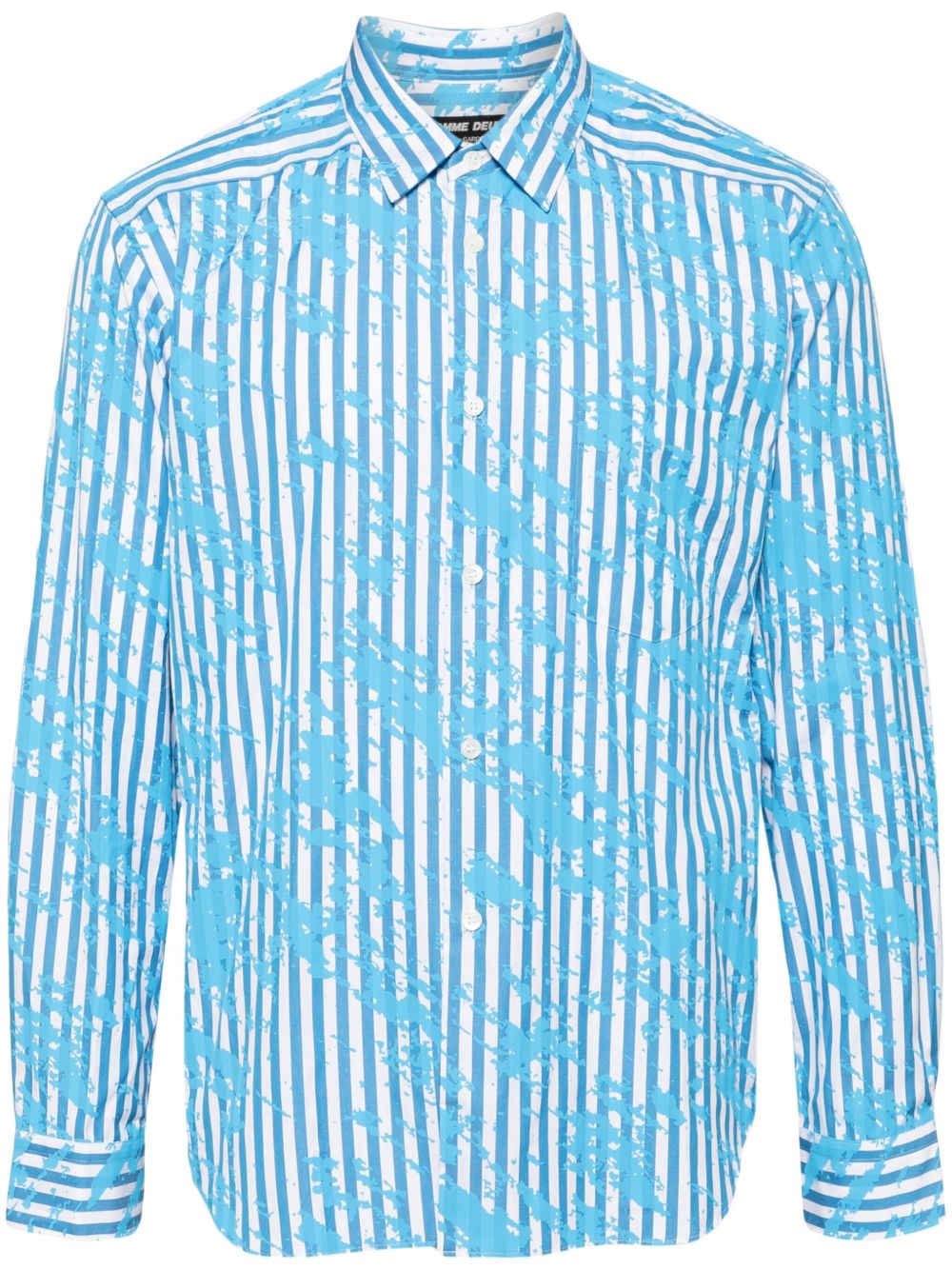 Comme des Garçons Homme Deux 泼漆效果条纹衬衫 - 蓝色