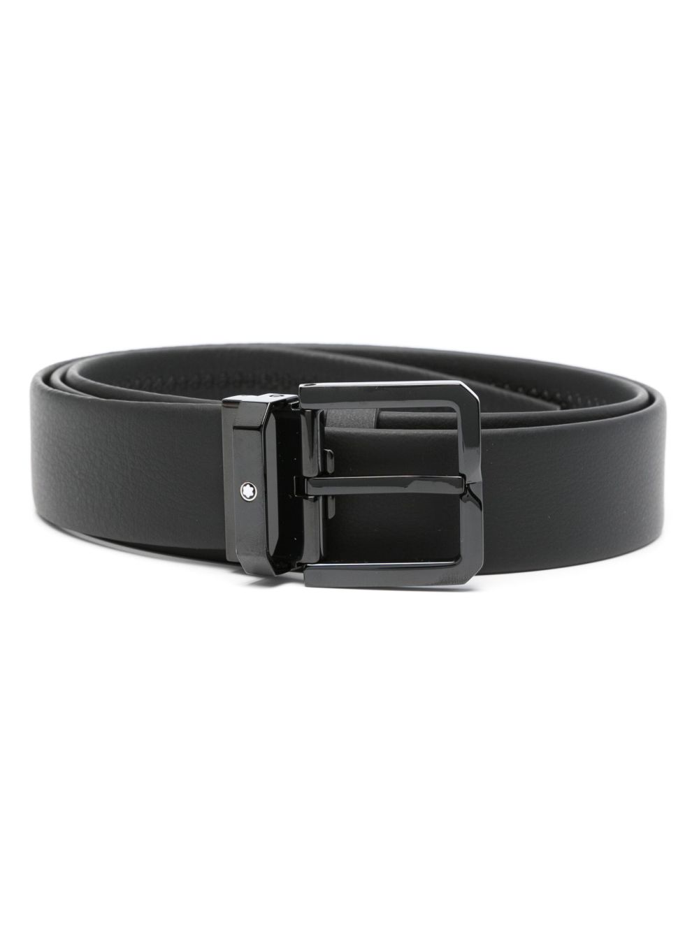 Montblanc 方形扣环皮质腰带 - 黑色