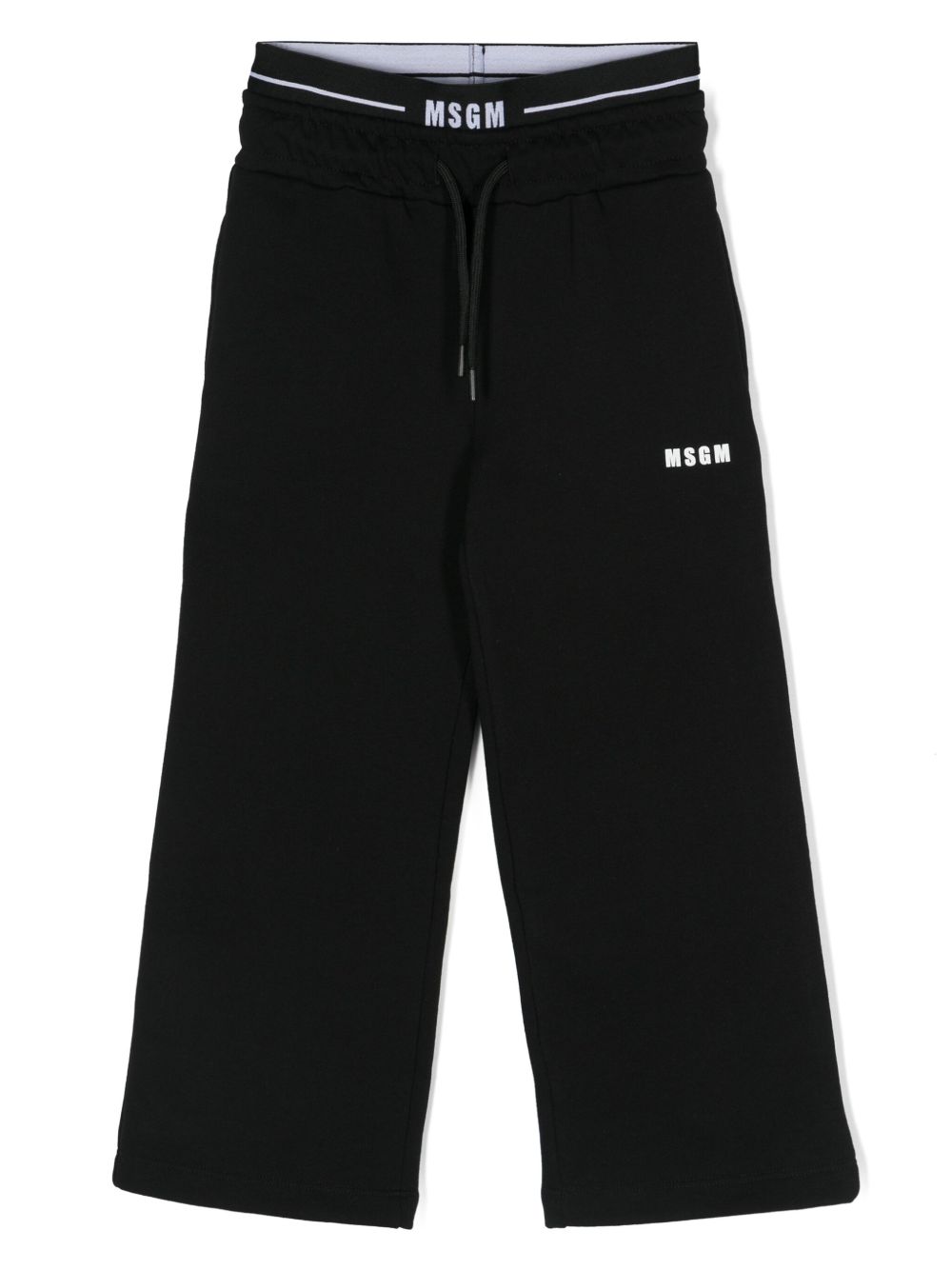 MSGM Kids logo腰边棉运动裤 - 黑色
