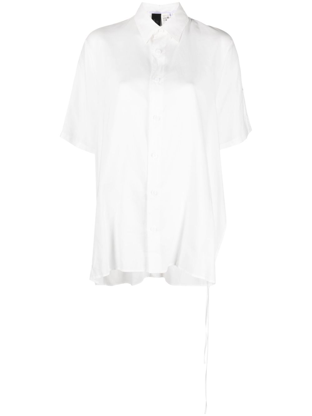 Yohji Yamamoto 饰带细节短袖衬衫 - 白色
