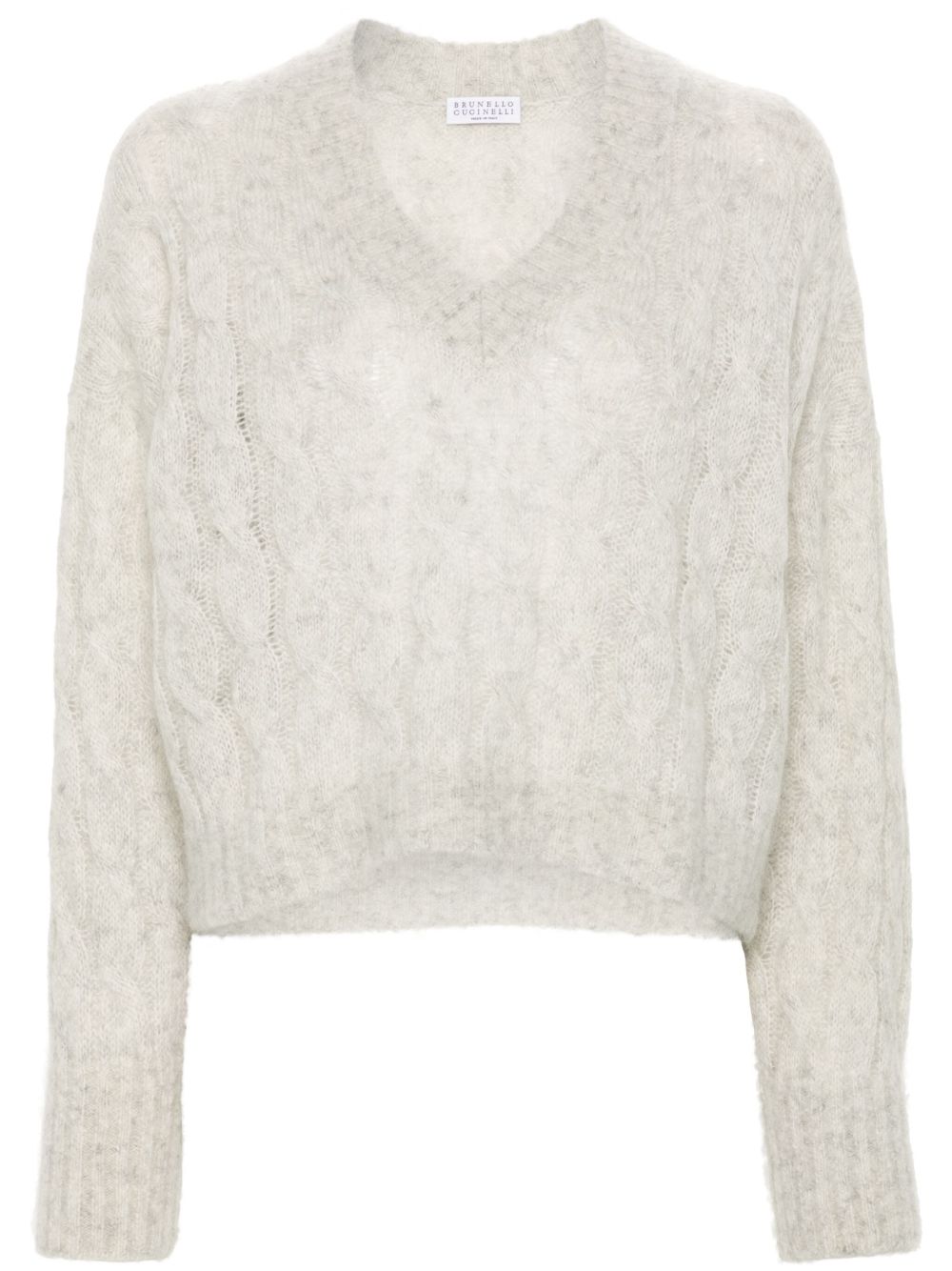 Brunello Cucinelli 粗绞花针织毛衣 - 灰色