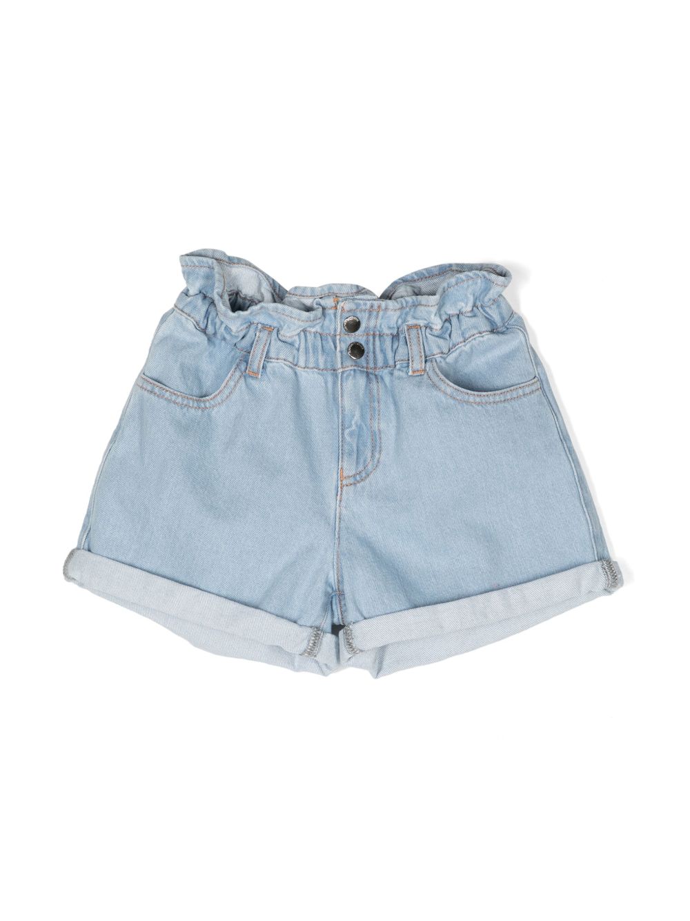 Emporio Armani Kids 松紧裤腰牛仔短裤 - 蓝色