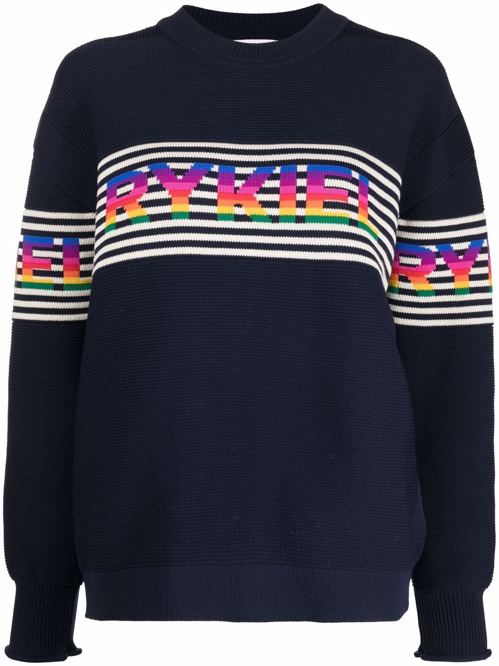 Sonia Rykiel 条纹logo针织毛衣 - 蓝色