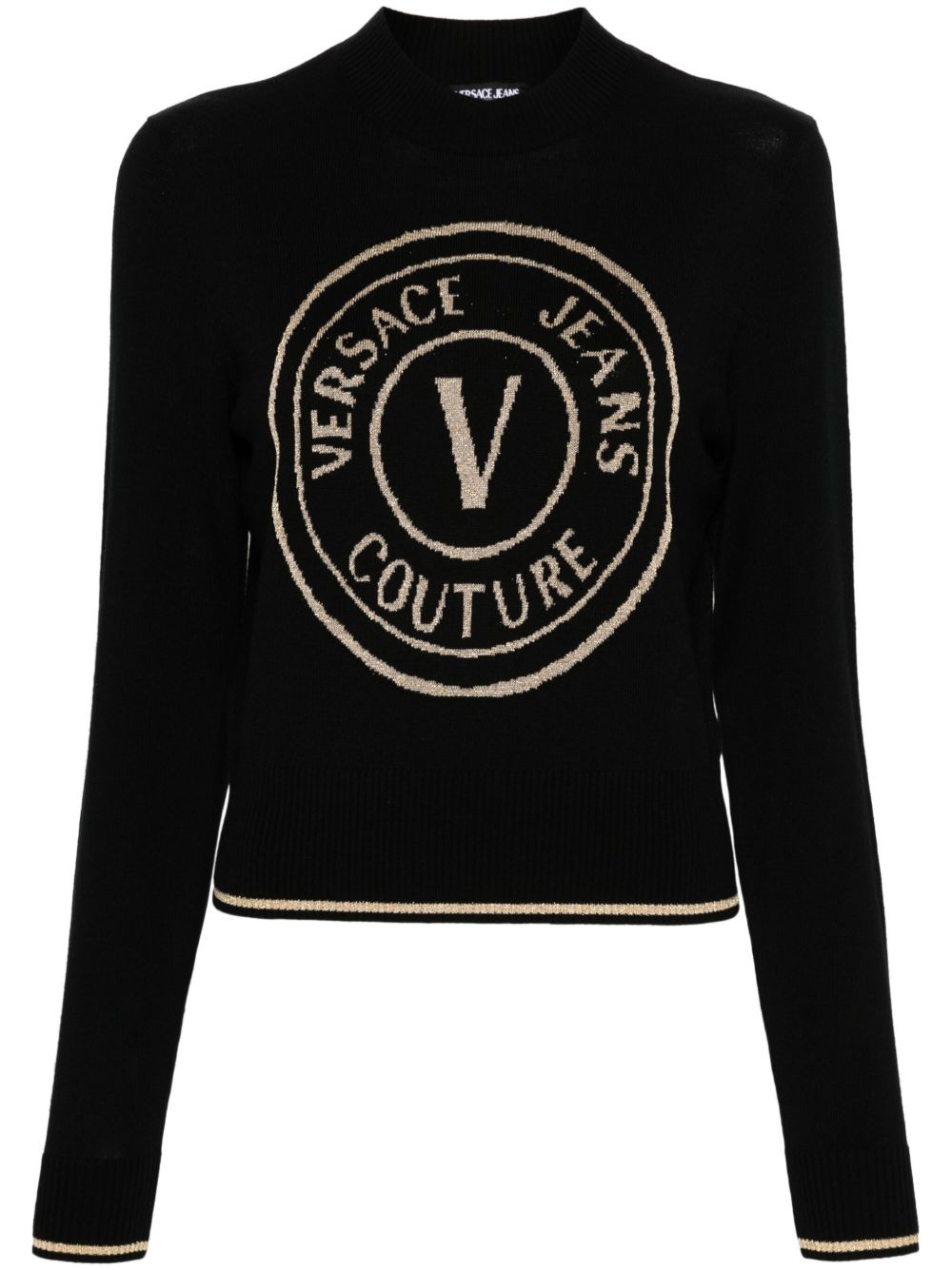 Versace Jeans Couture V-Emblem 羊毛毛衣 - 黑色