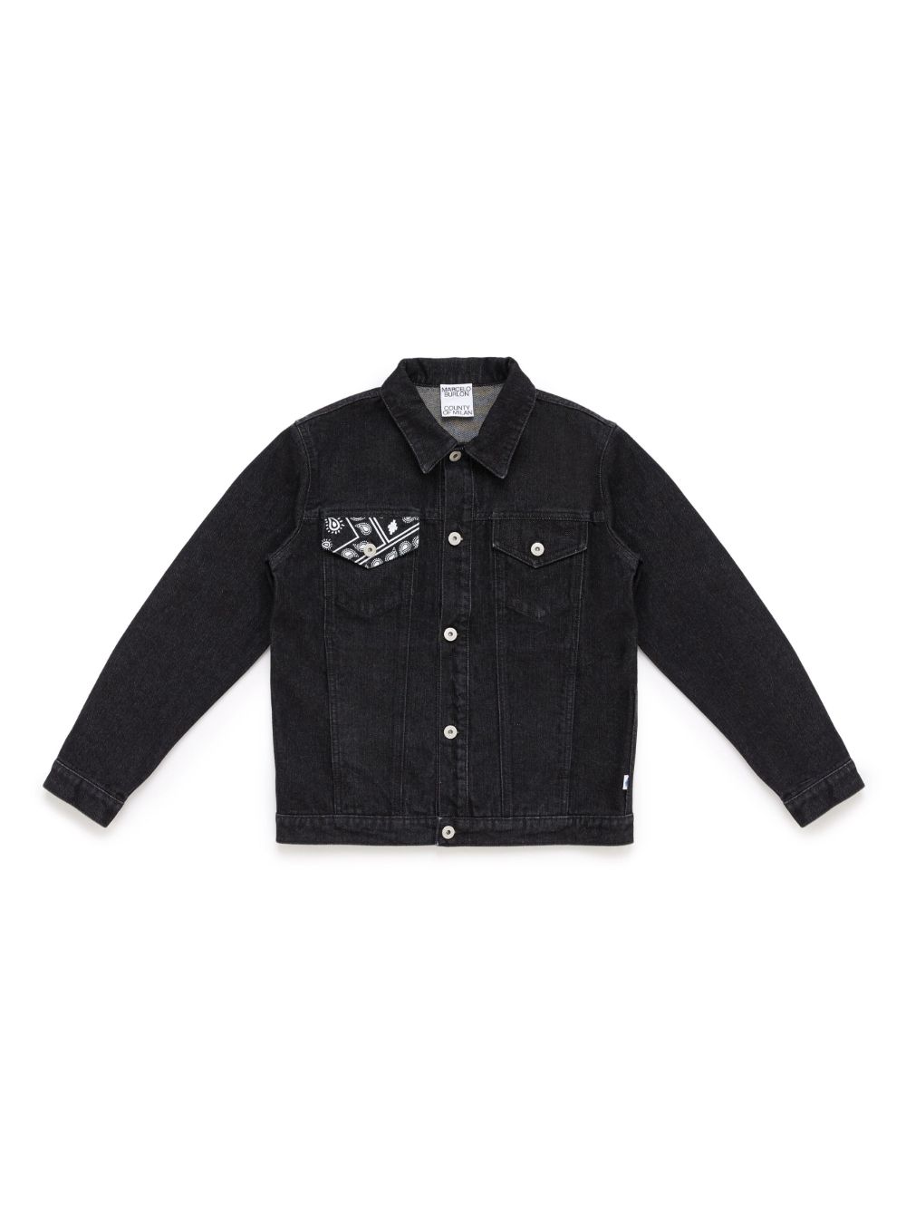 Marcelo Burlon County Of Milan Kids 头巾拼接牛仔夹克 - 黑色