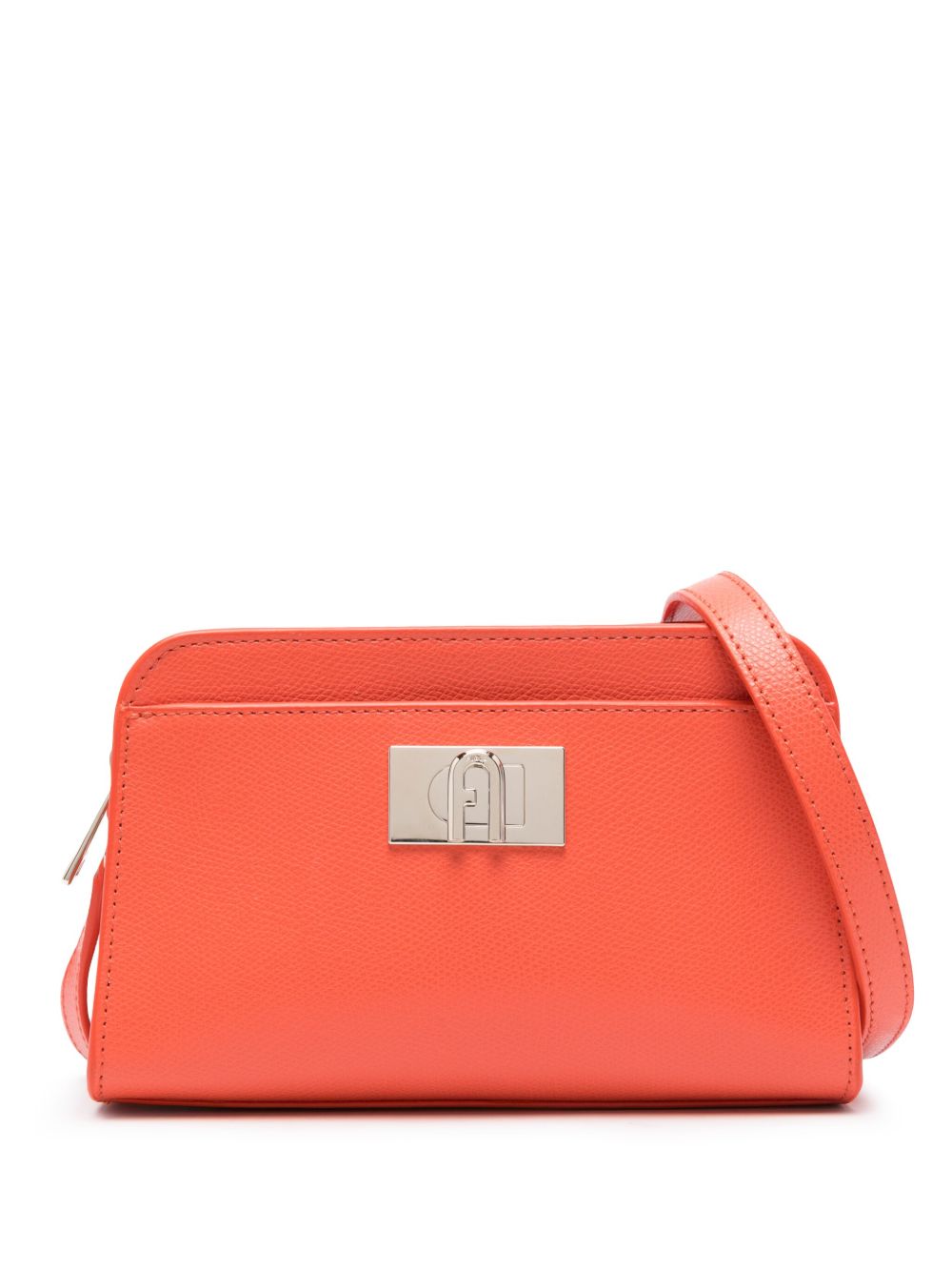 Furla 1927 系列粒纹皮质手提包 - 橘色
