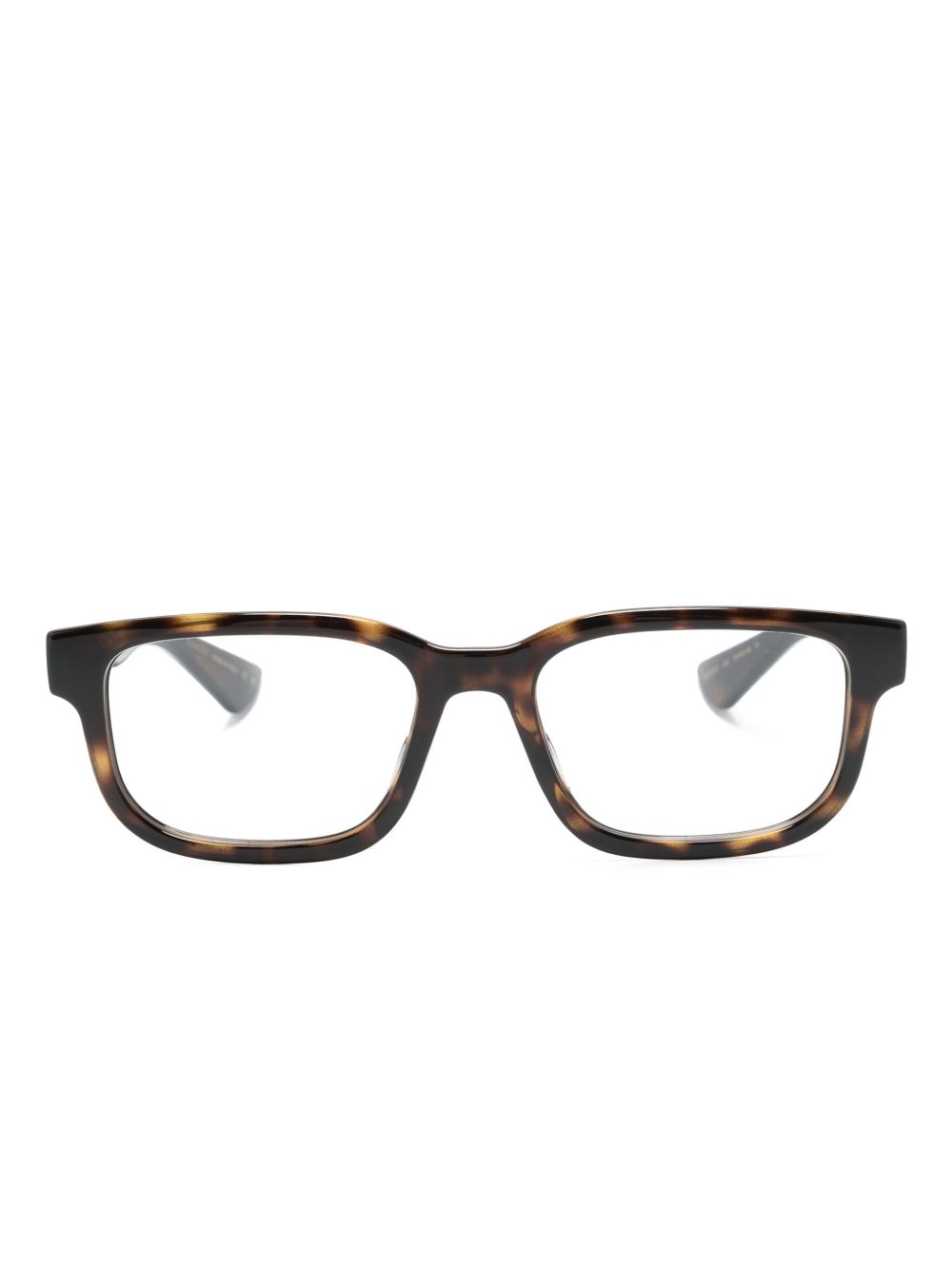 Gucci Eyewear 玳瑁纹长方形框眼镜 - 褐色