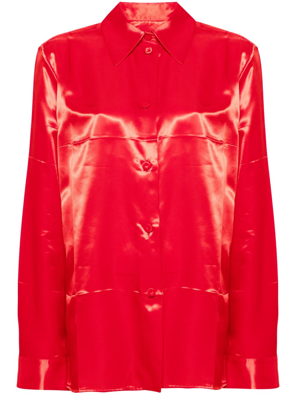 Jil Sander 斜纹衬衫 - 红色