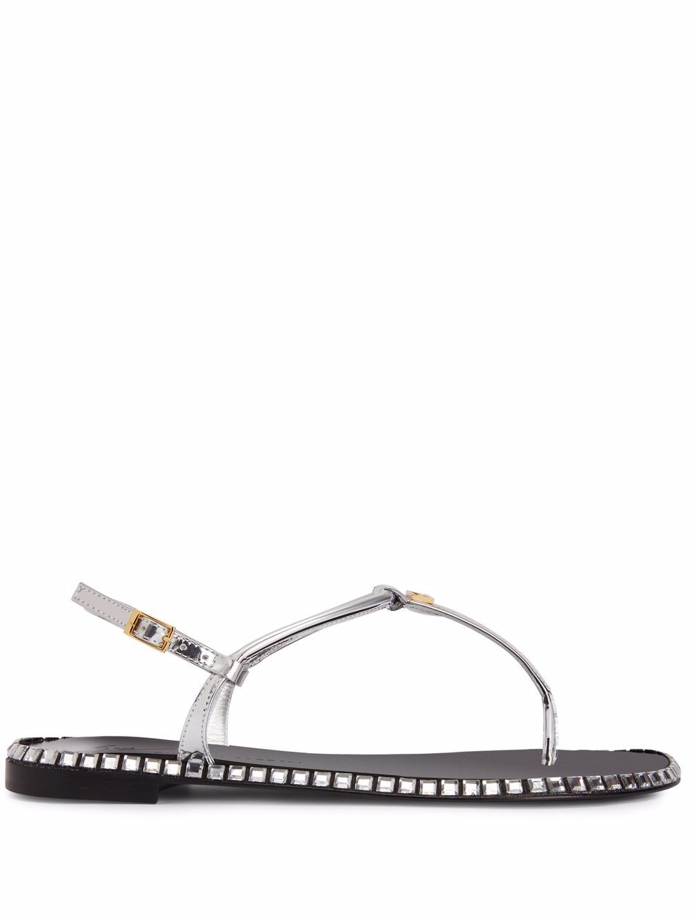Giuseppe Zanotti Bellatriks T字带皮质凉鞋 - 银色
