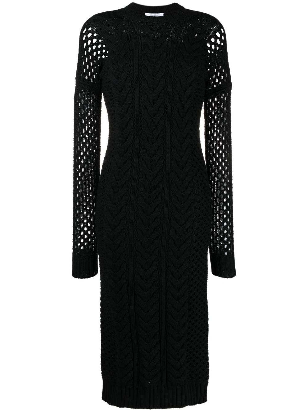Max Mara 网纱拼接中长连衣裙 - 黑色