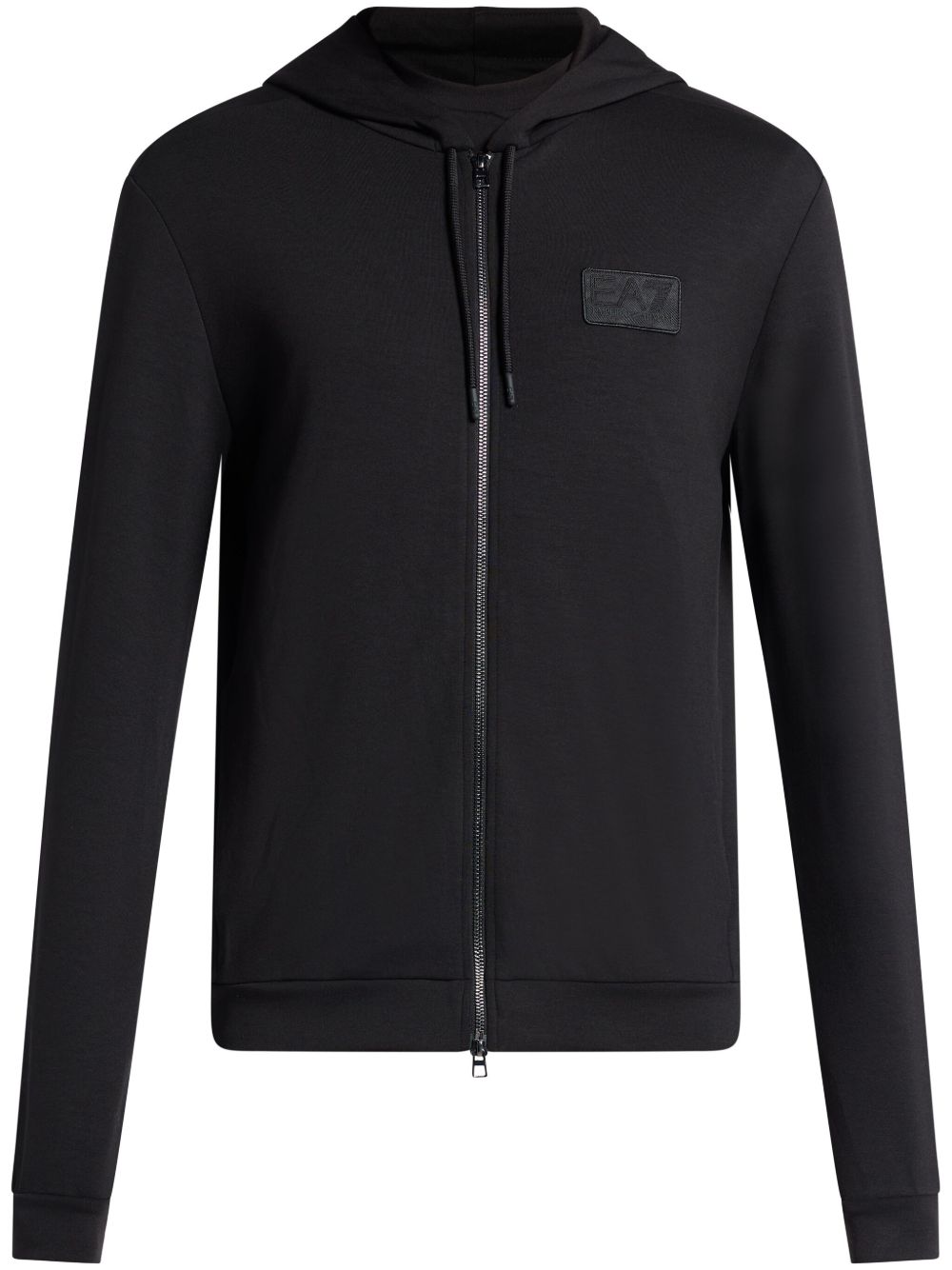 Ea7 Emporio Armani logo贴花拉链卫衣 - 黑色