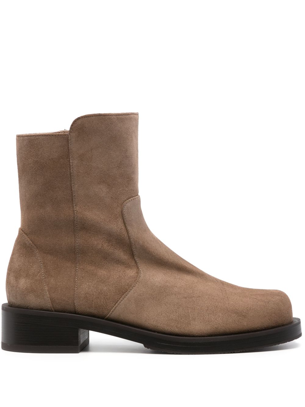 Stuart Weitzman 拼接绒面皮低跟及踝靴 - 中性色