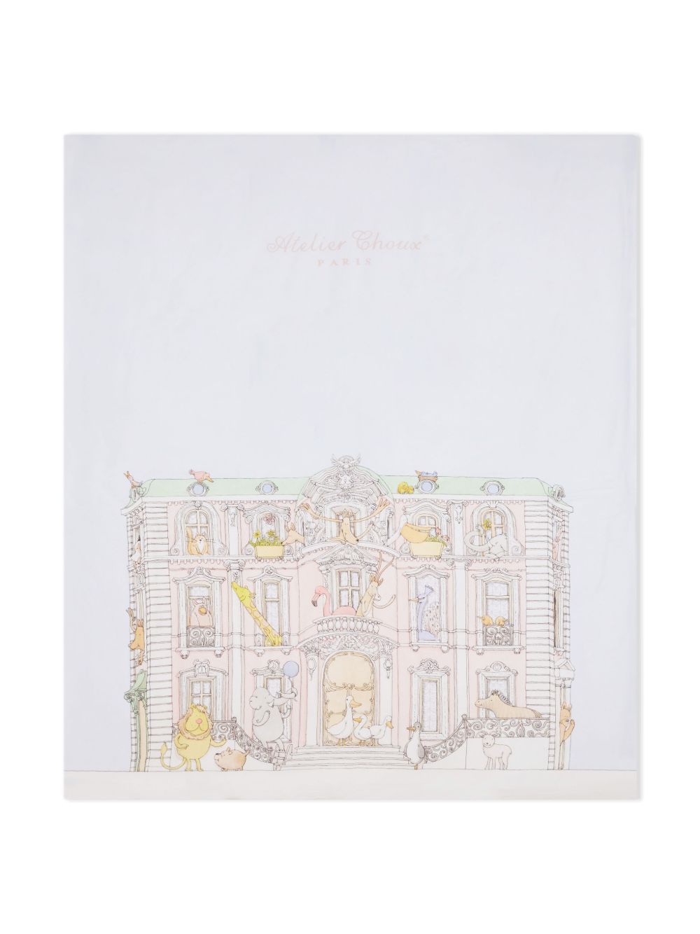 Atelier Choux 插画印花棉毯子 - 白色