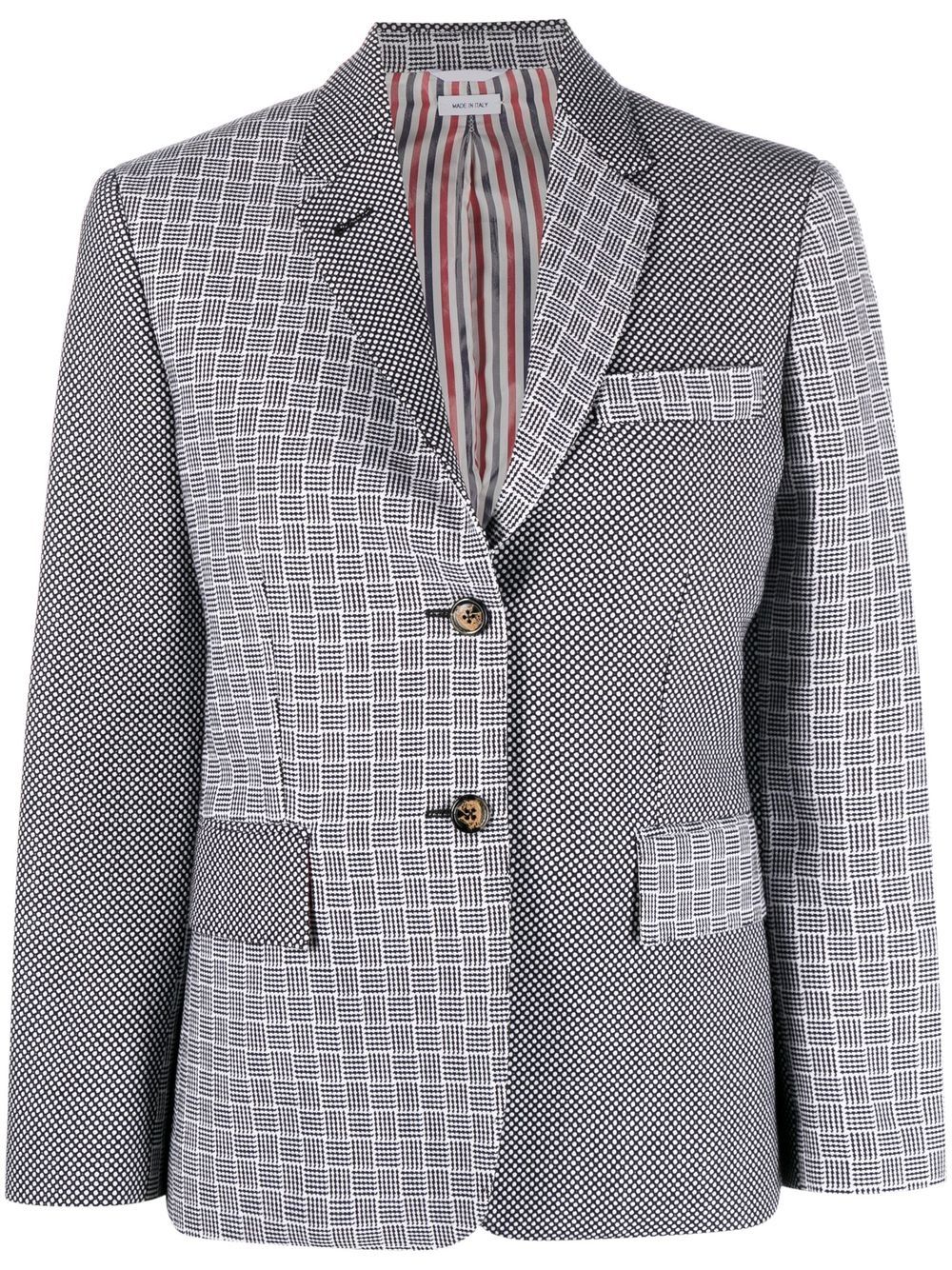 Thom Browne 混合印花单排扣西装夹克 - 黑色