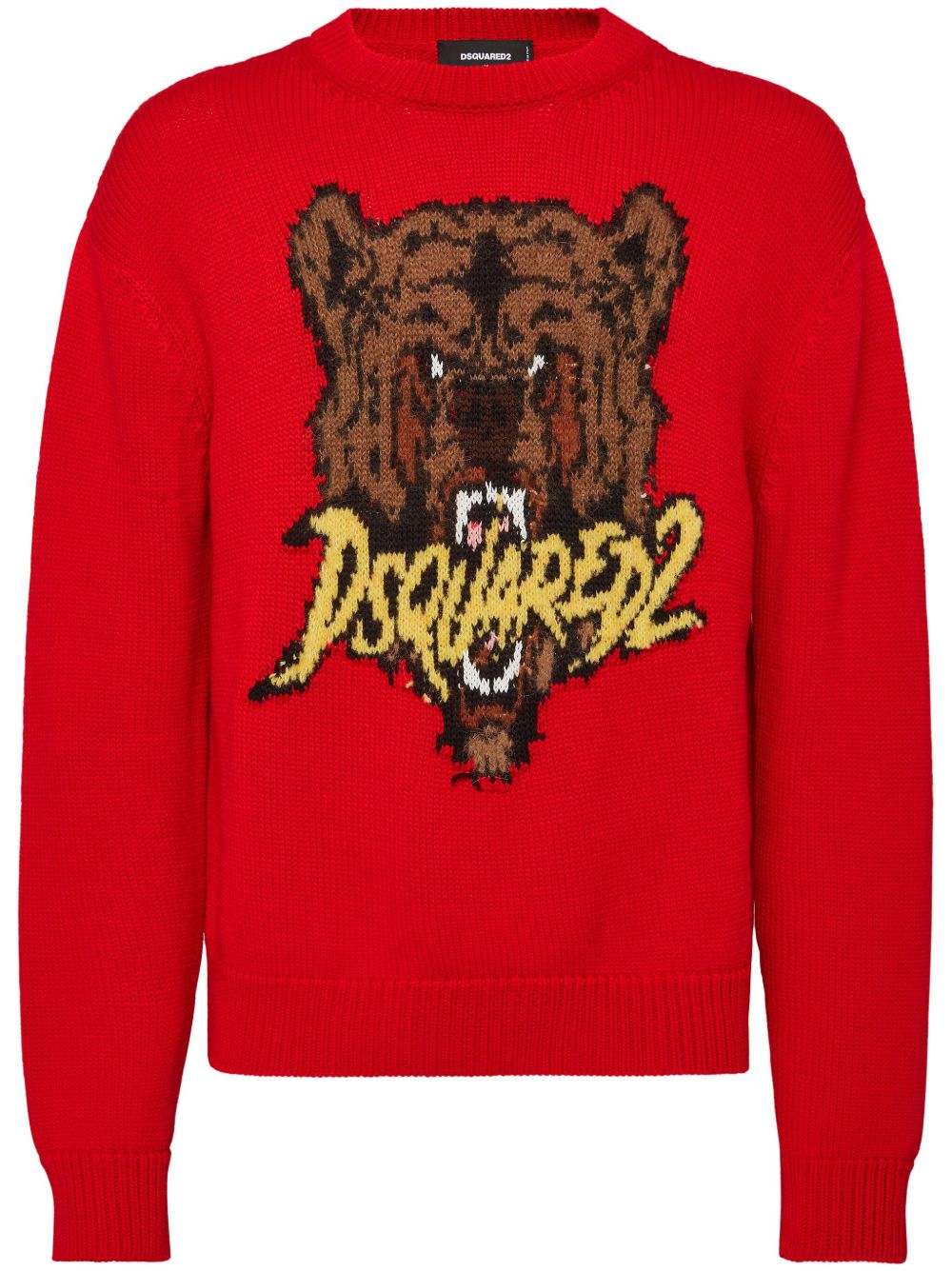 DSQUARED2 圆领logo嵌花毛衣 - 红色