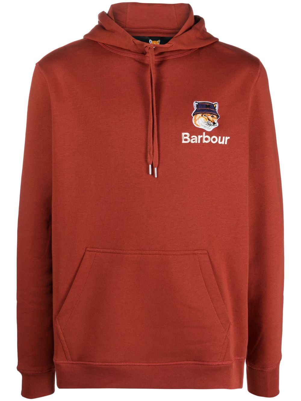 Barbour logo刺绣棉连帽衫 - 红色