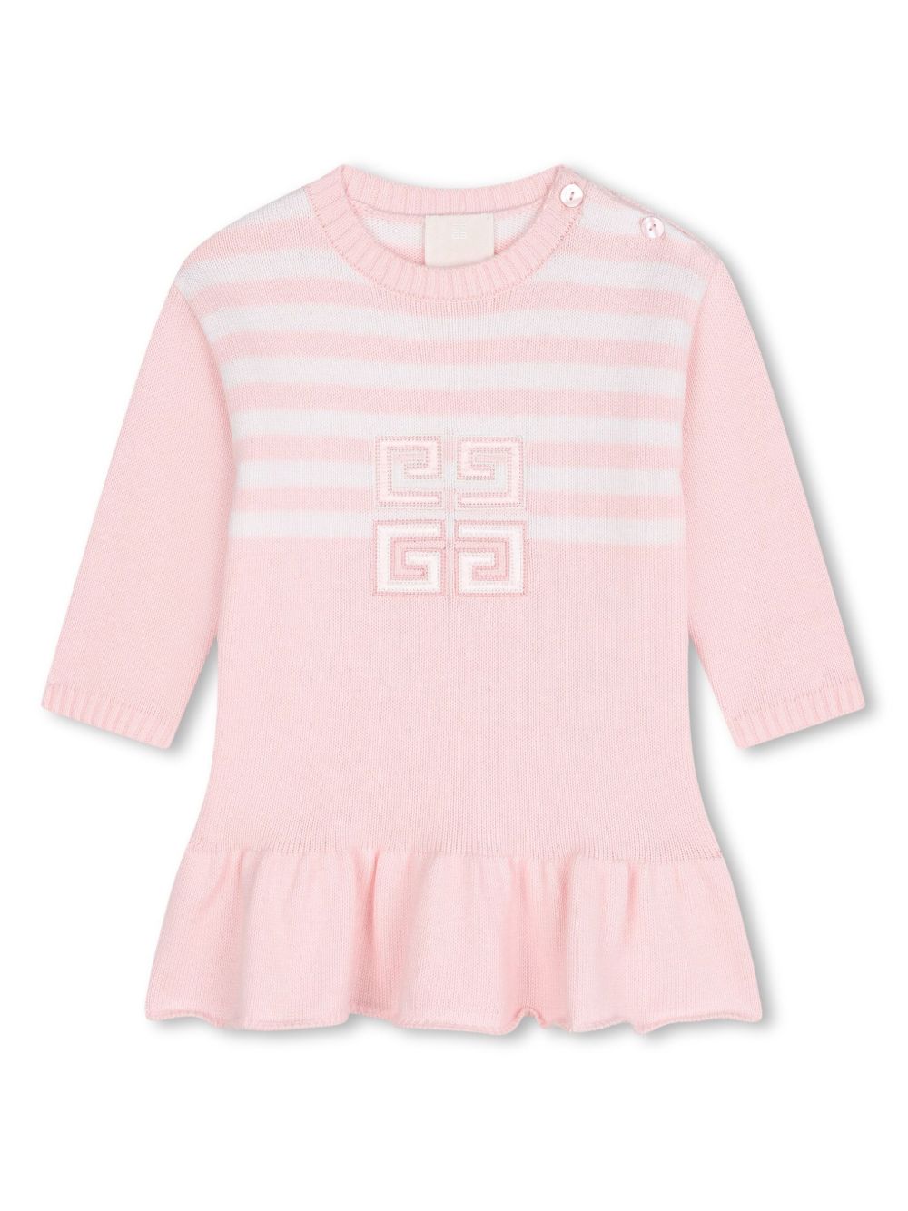 Givenchy Kids logo刺绣针织连衣裙 - 粉色
