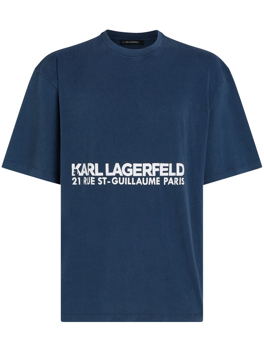 Karl Lagerfeld Rue St-Guillaume 水洗效果T恤 - 蓝色