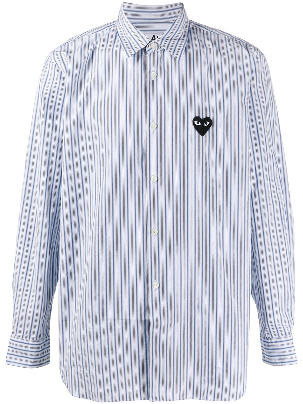 Comme Des Garçons 褶皱效果条纹衬衫 - 蓝色