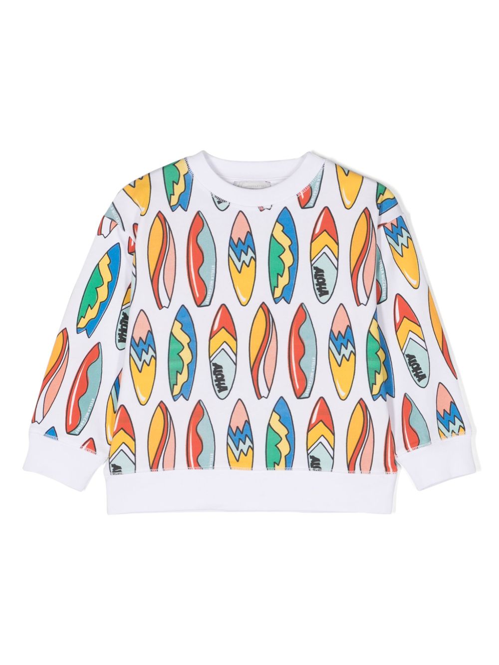 Stella McCartney Kids Surfboard 印花棉卫衣 - 白色
