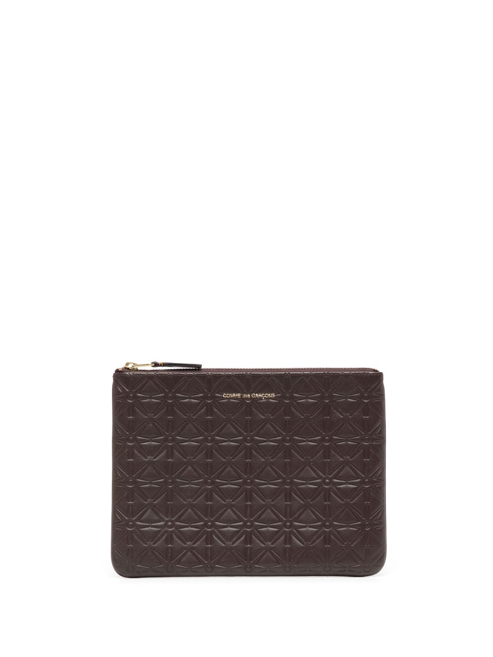 Comme Des Garçons Wallet logo标记压纹皮质钱包 - 褐色