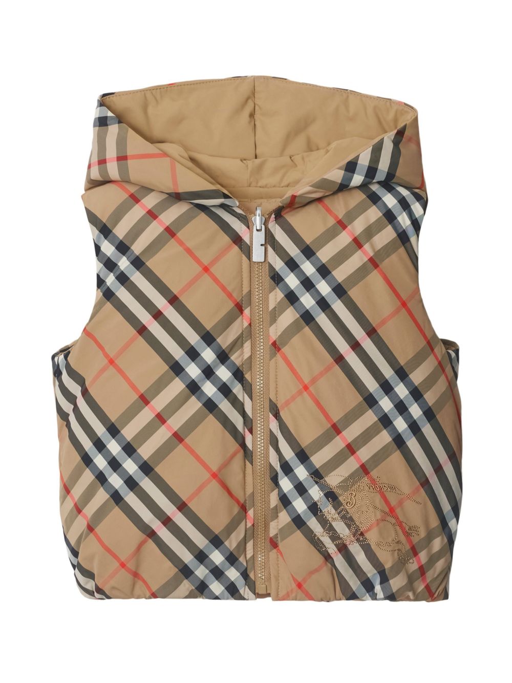 Burberry Kids 格纹双面马甲 - 褐色