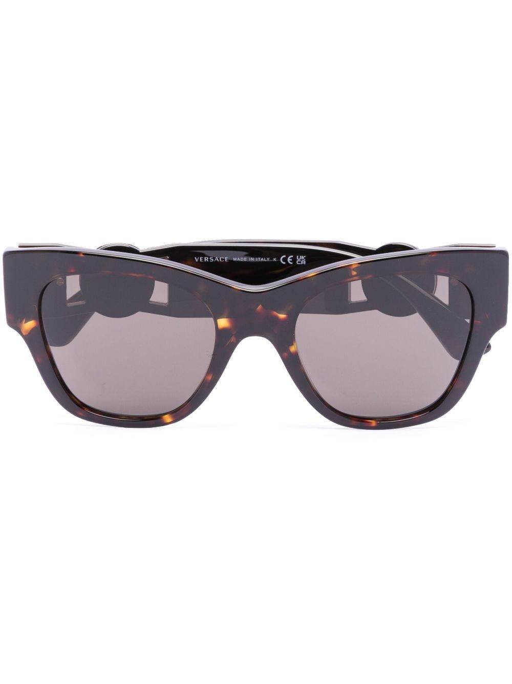 Versace Eyewear logo标牌圆框太阳眼镜 - 褐色