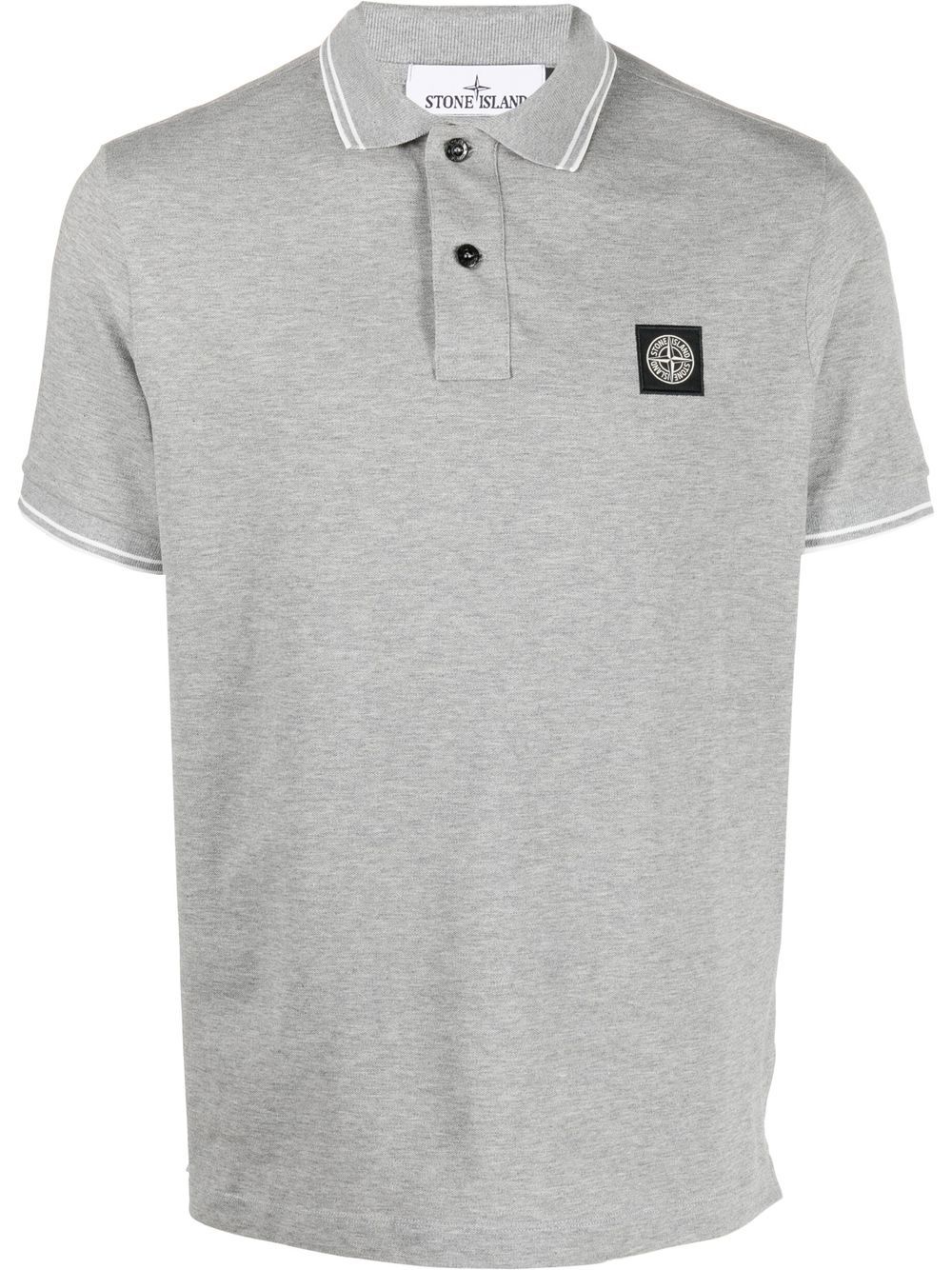 Stone Island 标贴短袖polo衫 - 灰色