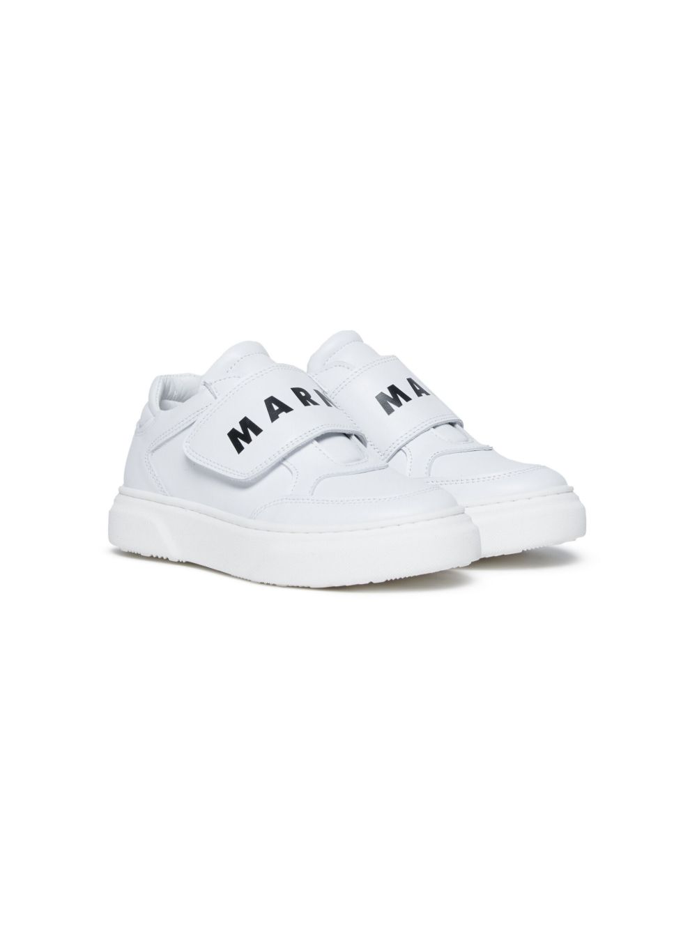 Marni Kids logo印花皮质运动鞋 - 白色