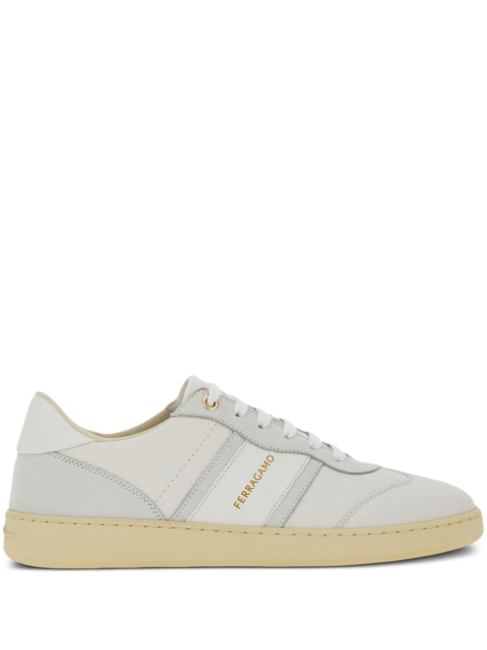 Ferragamo logo印花皮质系带板鞋 - 中性色