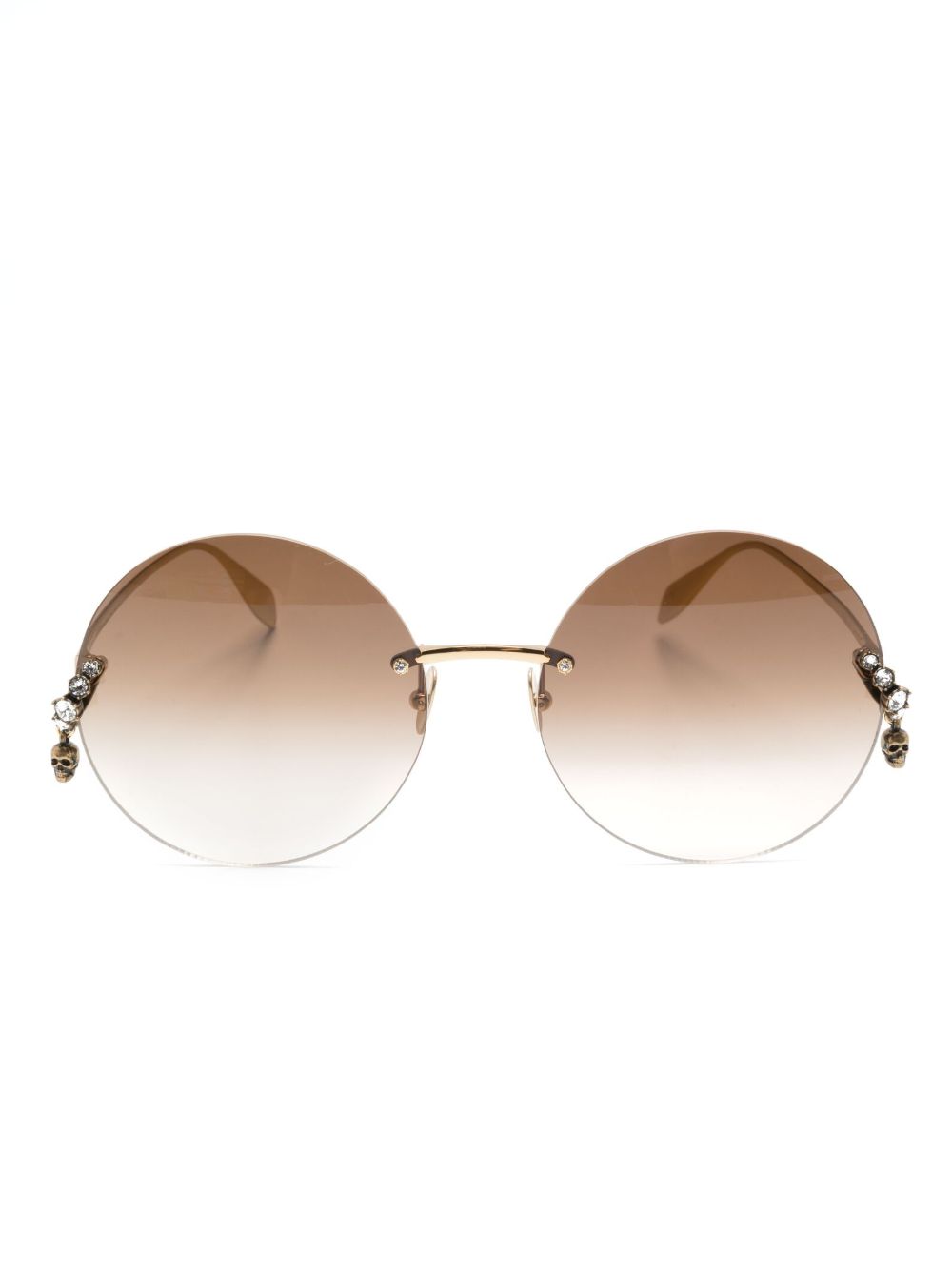 Alexander McQueen Eyewear 晶饰圆框太阳眼镜 - 金色