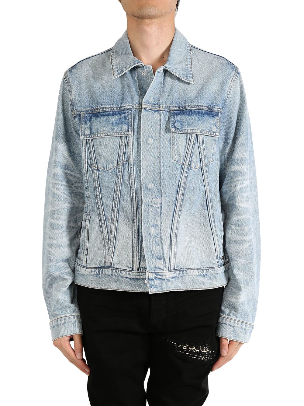 AMIRI distressed-effect denim jacket - 蓝色
