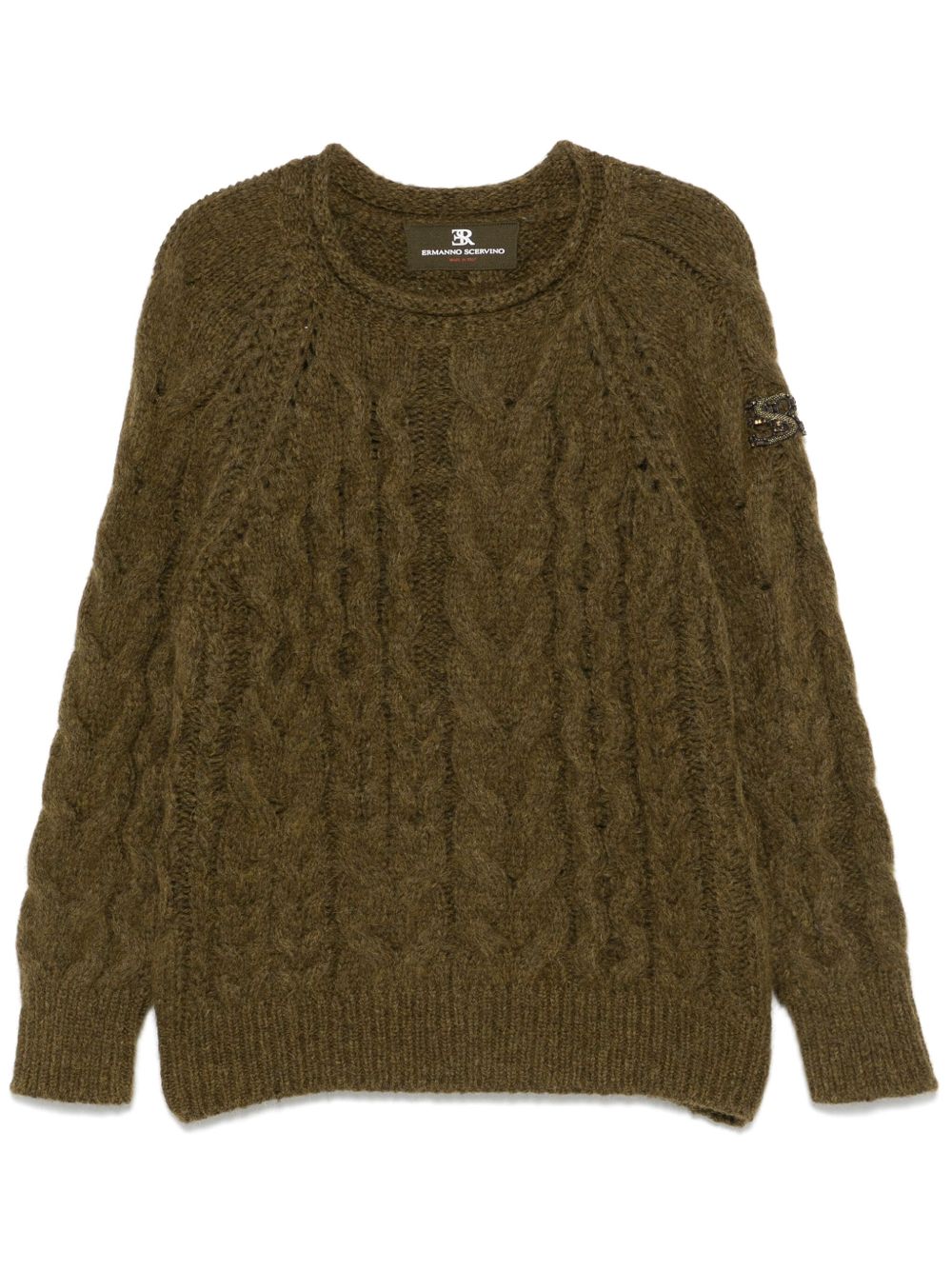 Ermanno Scervino 粗绞花针织毛衣 - 绿色