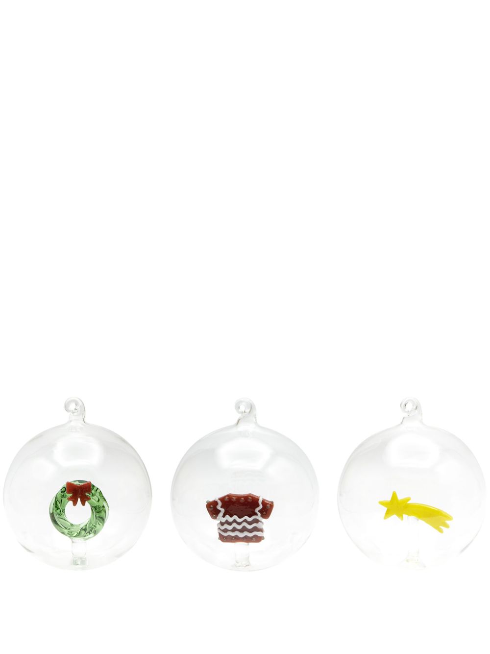 CU I SEEYOU Christmas 3D-detailing glass baubles (set of three) - 中性色