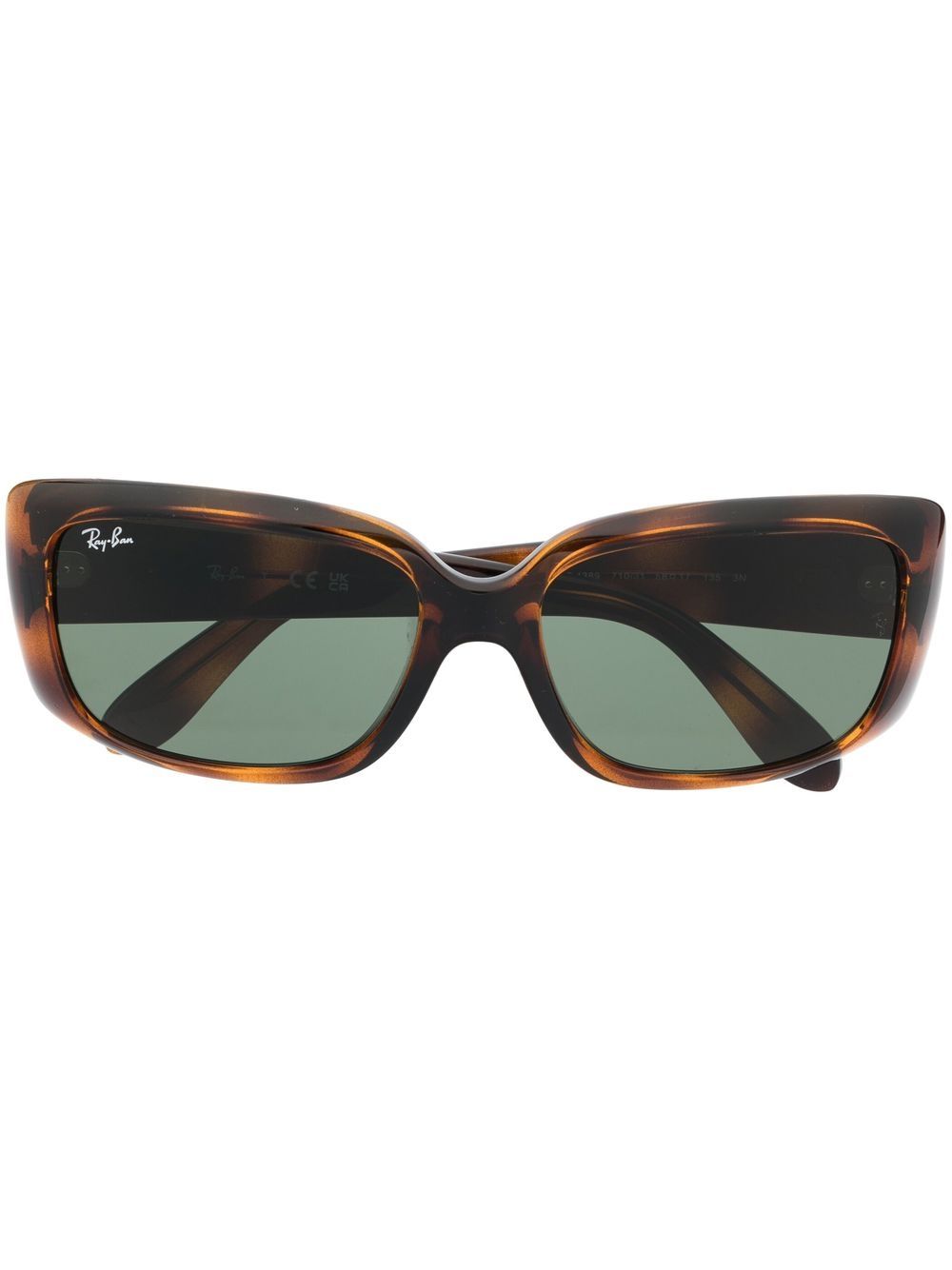 Ray-Ban 长方形框玳瑁纹太阳眼镜 - 褐色