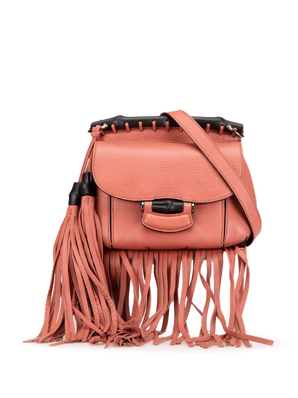 Gucci Pre-Owned 20th Century Small Leather Bamboo Nouveau Fringe crossbody bag - 粉色