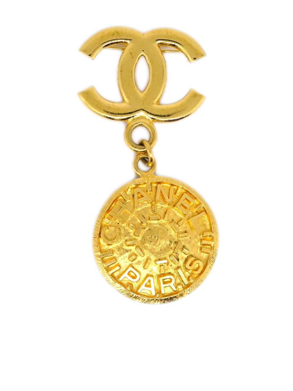 CHANEL Pre-Owned CC 徽章造型胸针（1995年典藏款） - 金色