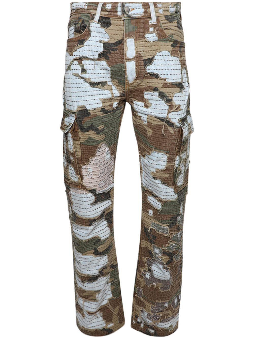 AMIRI Camo Boro Repair 直筒牛仔裤 - 蓝色