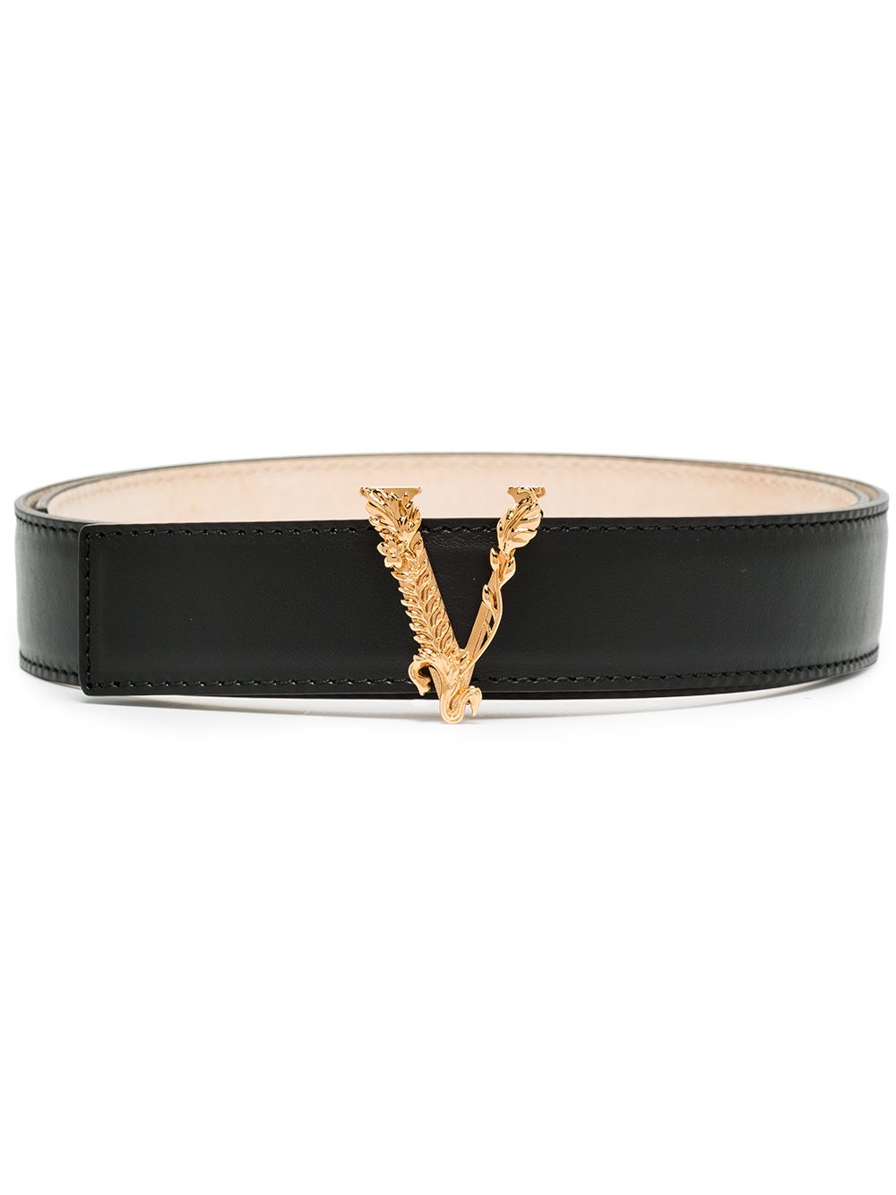 Versace Virtus 皮质腰带 - 黑色