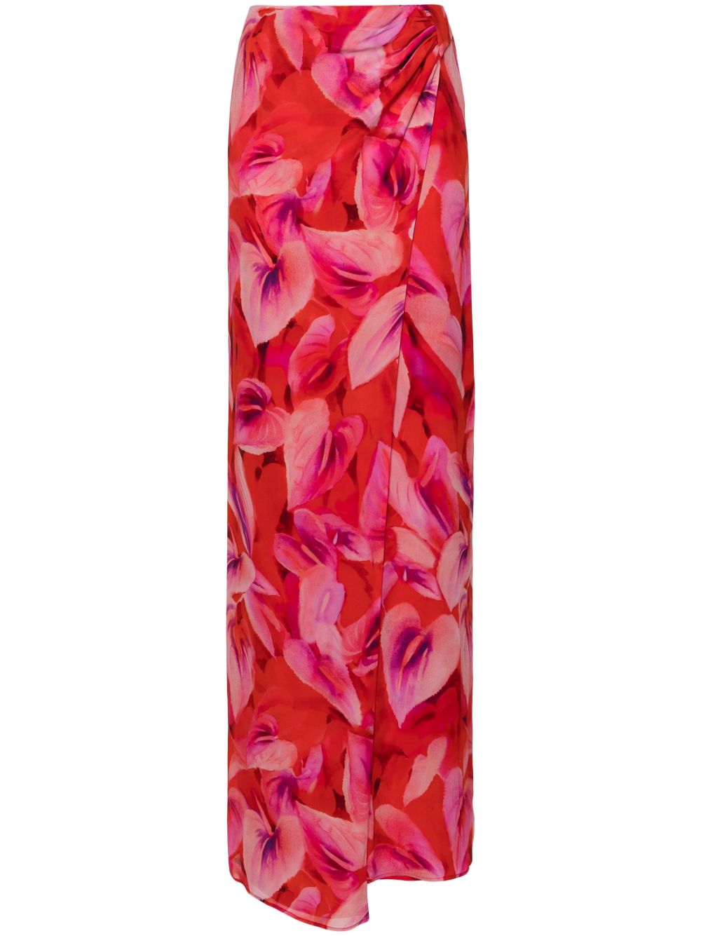 THE ANDAMANE Phoebe 花卉印花裹身式半身裙 - 红色